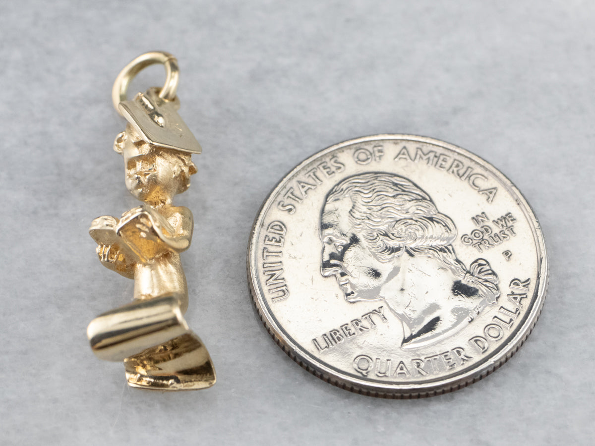 Vintage Gold Cherub Charm Pendant