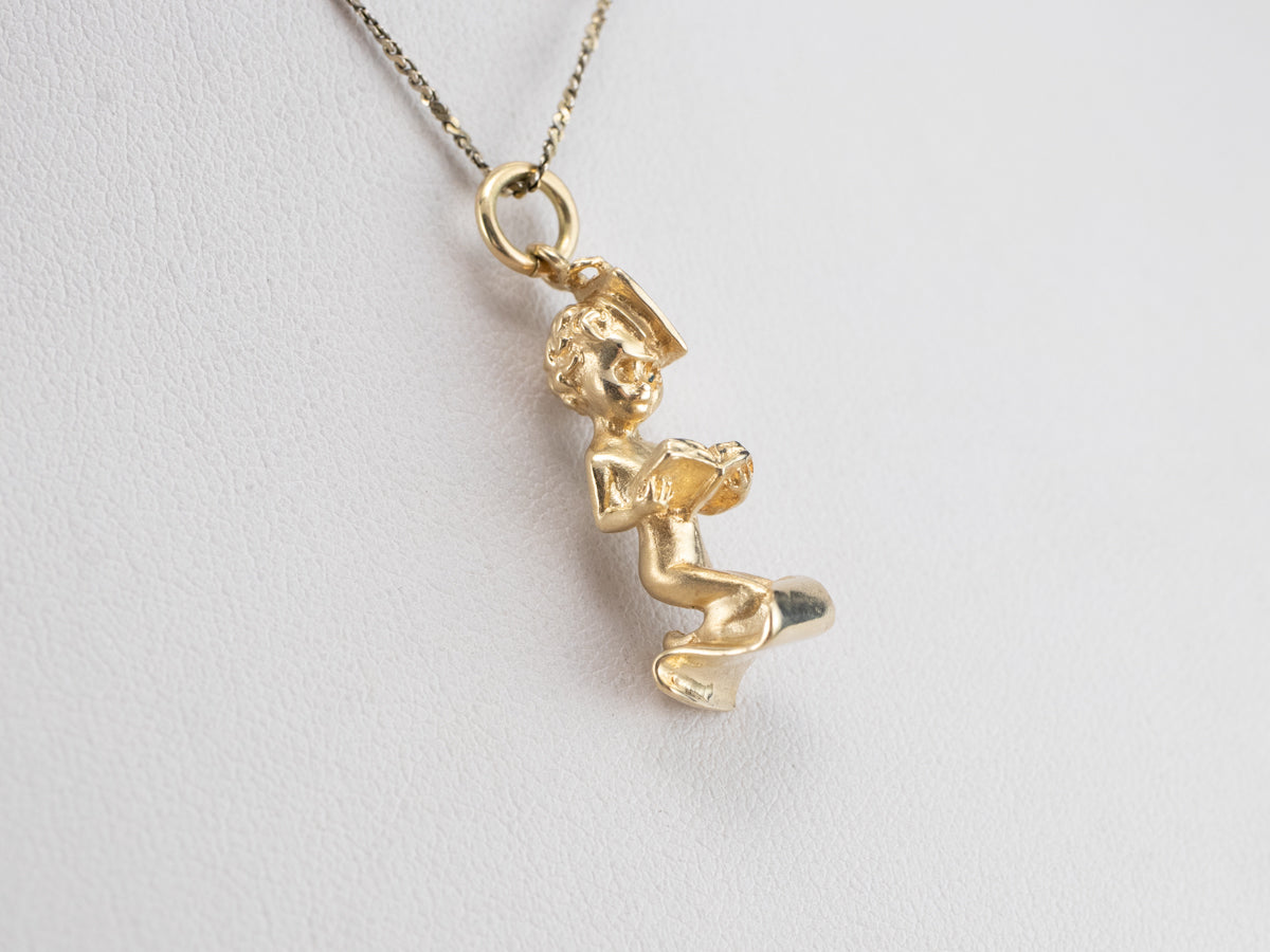 Vintage Gold Cherub Charm Pendant