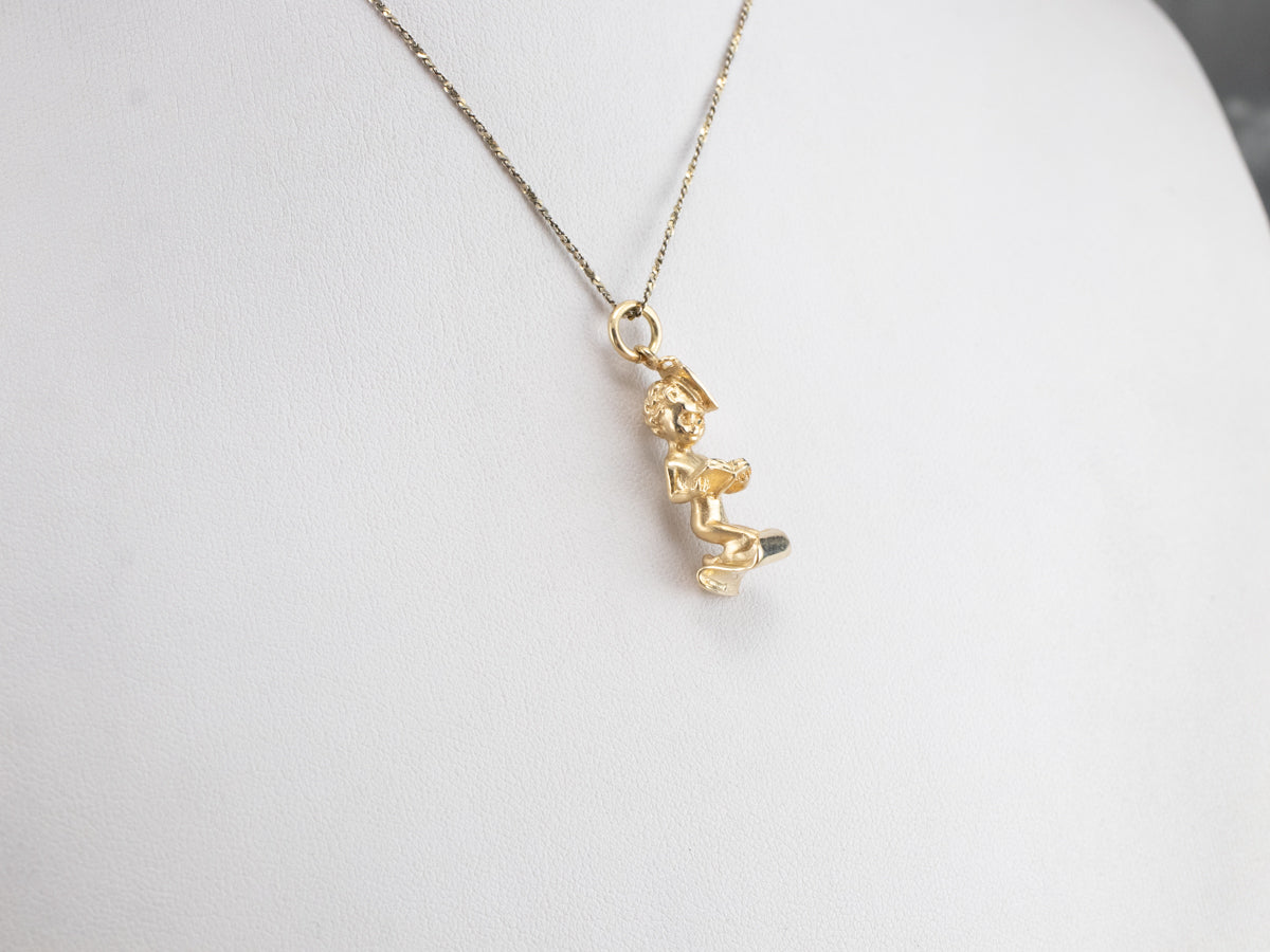 Vintage Gold Cherub Charm Pendant