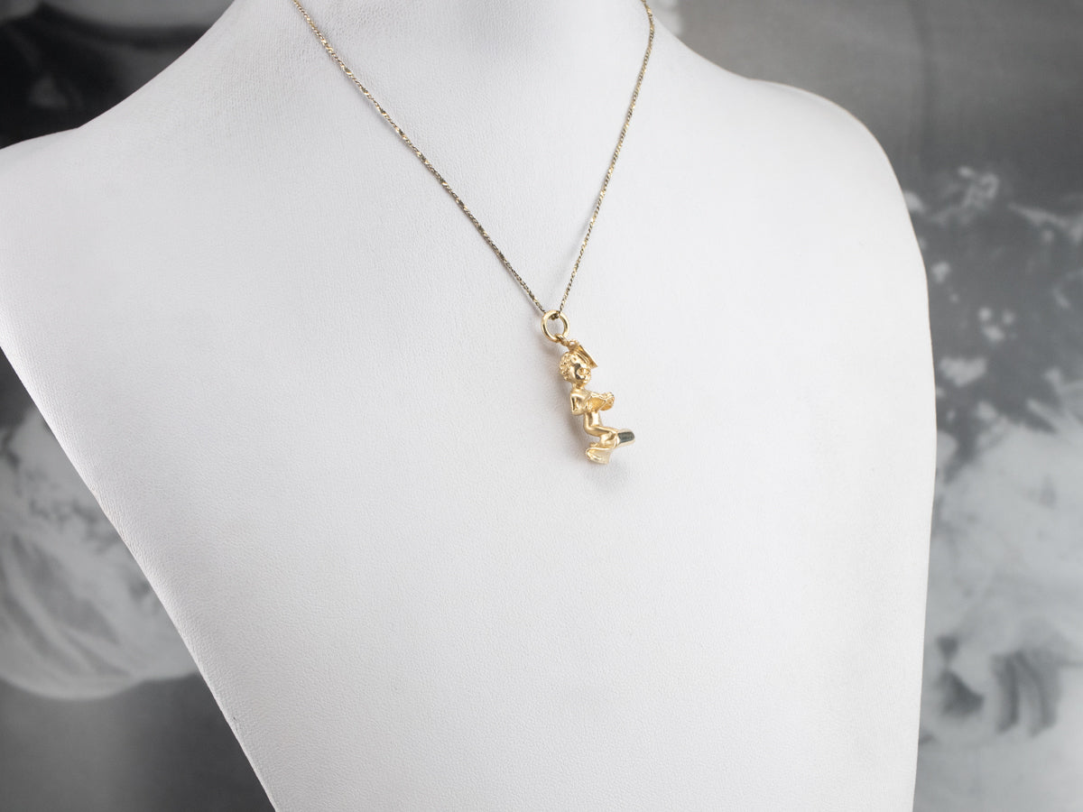 Vintage Gold Cherub Charm Pendant