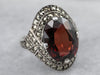 Marcasite and Garnet Cocktail Ring