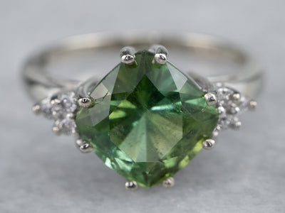 Round Green Zircon & Diamond Cocktail Ring | Exquisite Jewelry for Every  Occasion | FWCJ