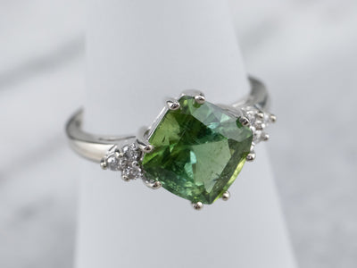 Green Tourmaline Diamond Cocktail Ring