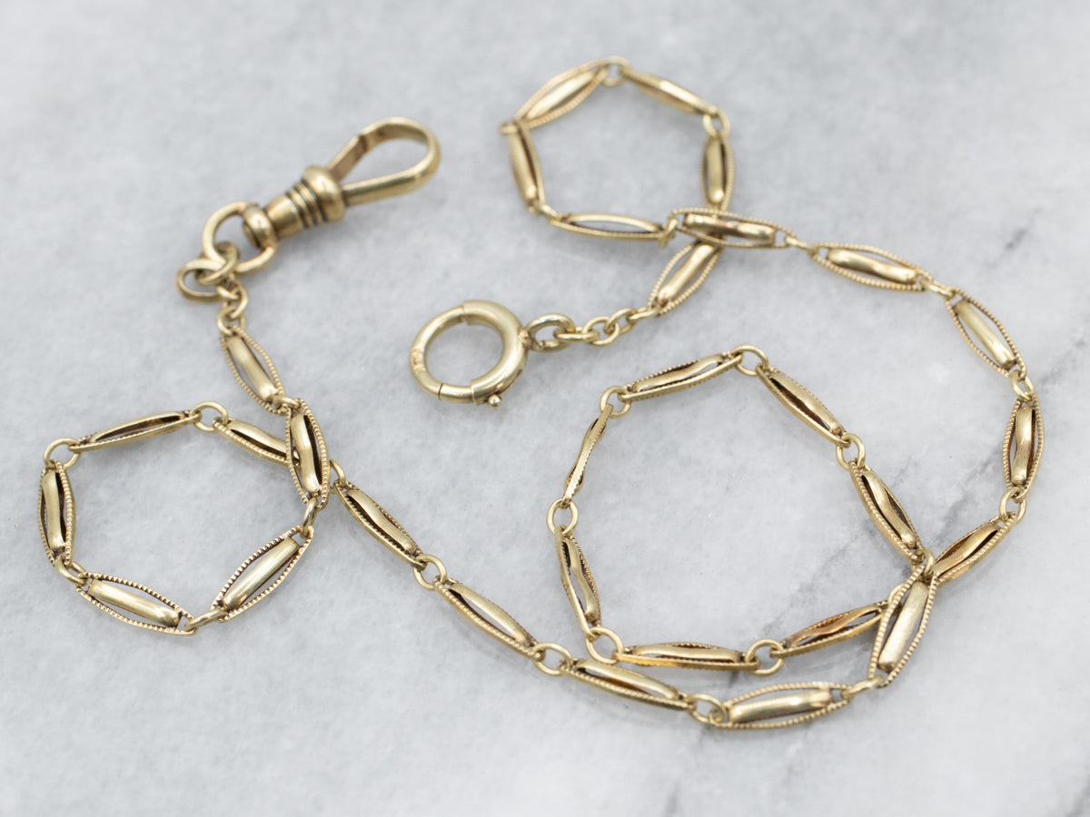 1940s Green Gold Pocket Watch Chain