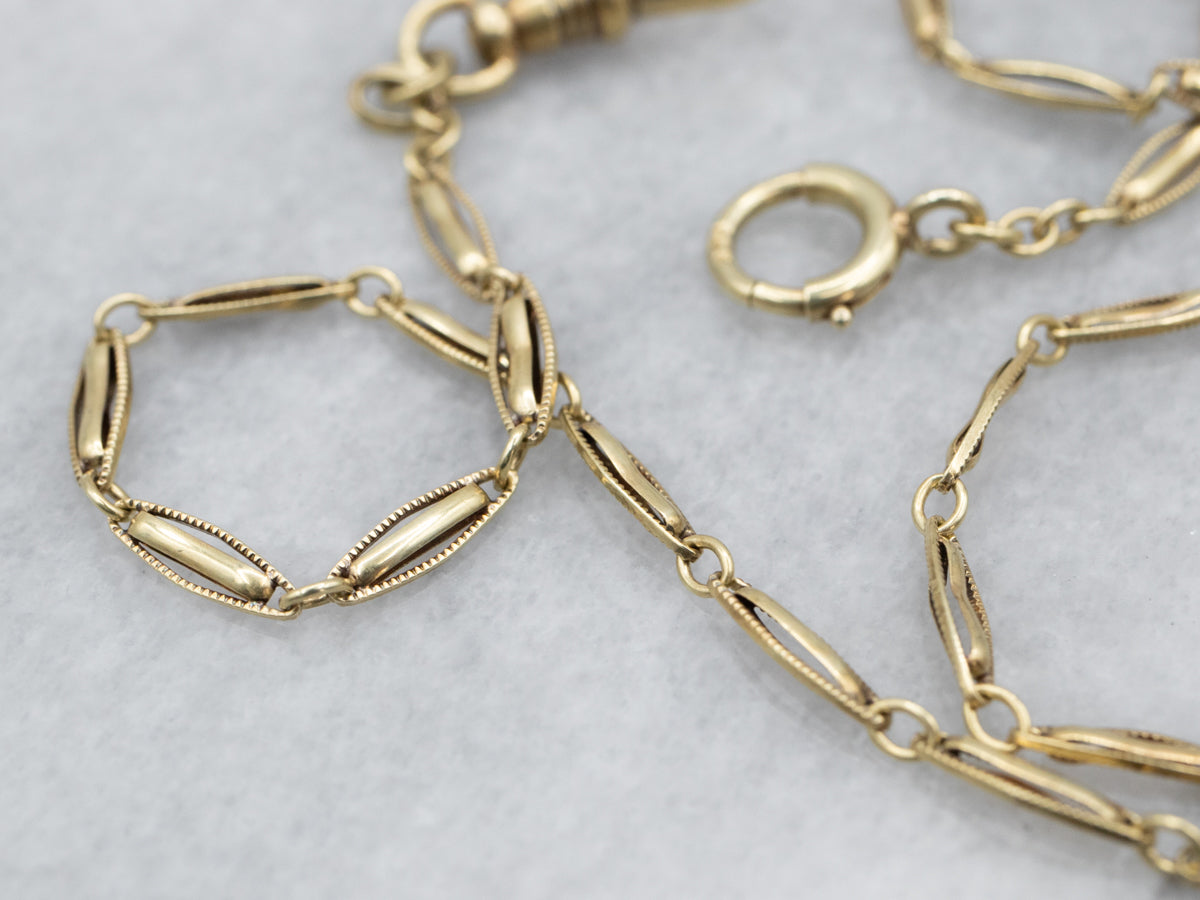 1940s Green Gold Pocket Watch Chain