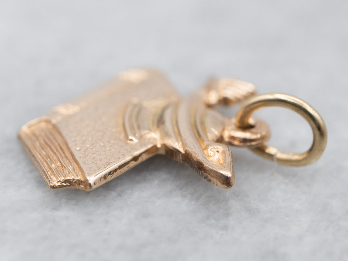 Vintage Oil Lamp and Book Charm Pendant