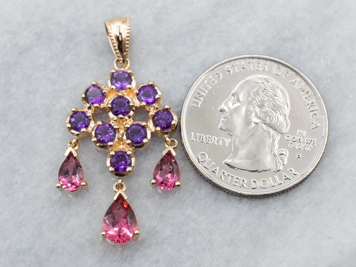 Amethyst and Pink Tourmaline Chandelier Pendant