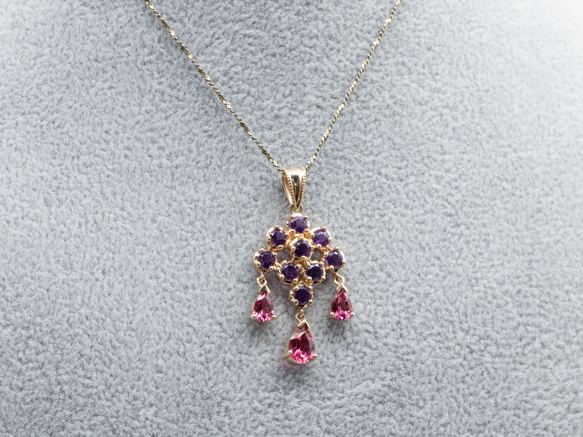 Amethyst and Pink Tourmaline Chandelier Pendant