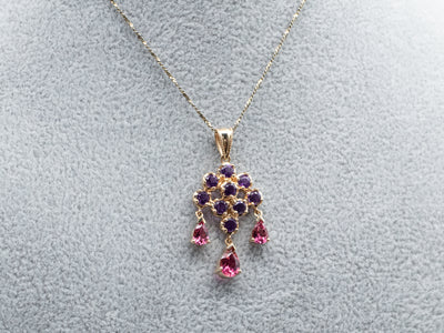 Amethyst and Pink Tourmaline Chandelier Pendant