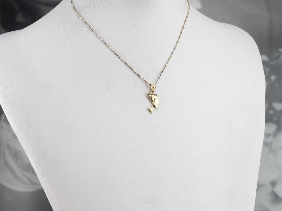 Yellow Gold Nefertiti Bust Charm Pendant