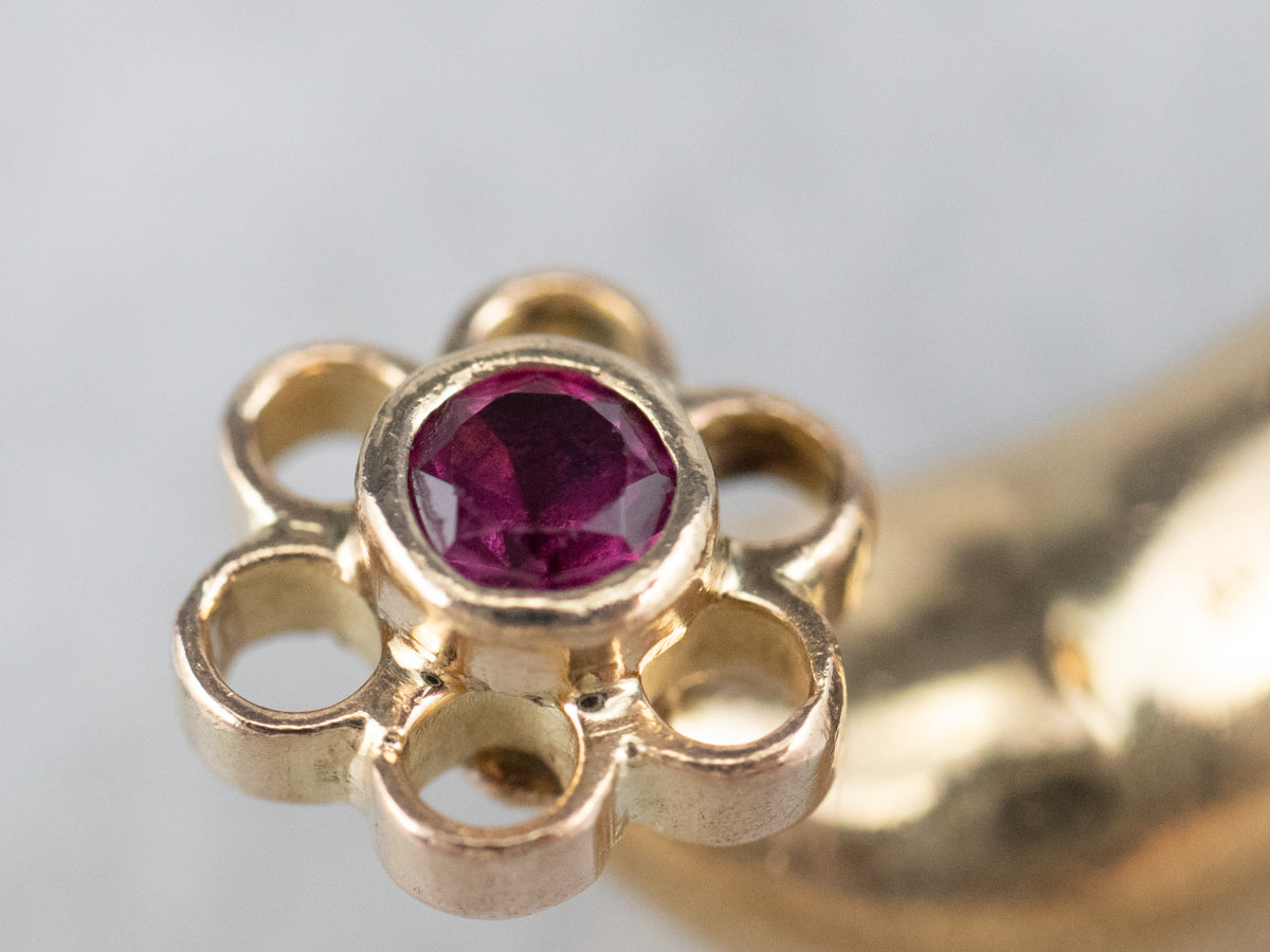 Ruby Doublet Arabian Slipper Gold Charm