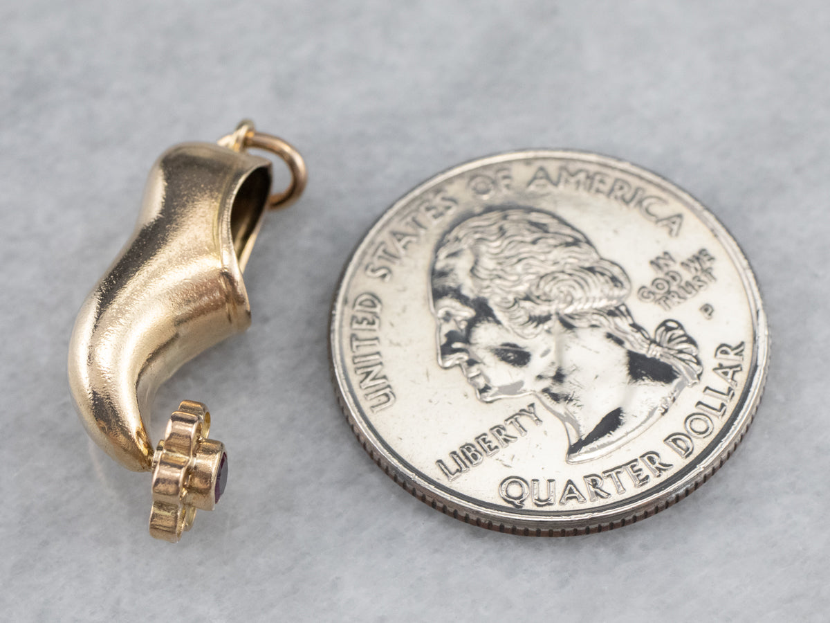 Ruby Doublet Arabian Slipper Gold Charm