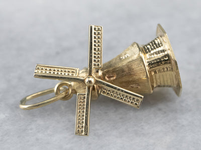 Moving Windmill Gold Charm