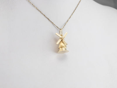 Moving Windmill Gold Charm
