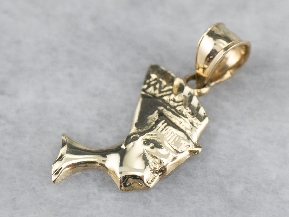 Yellow Gold Nefertiti Bust Charm Pendant