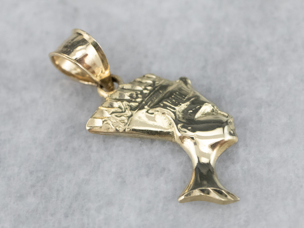 Yellow Gold Nefertiti Bust Charm Pendant