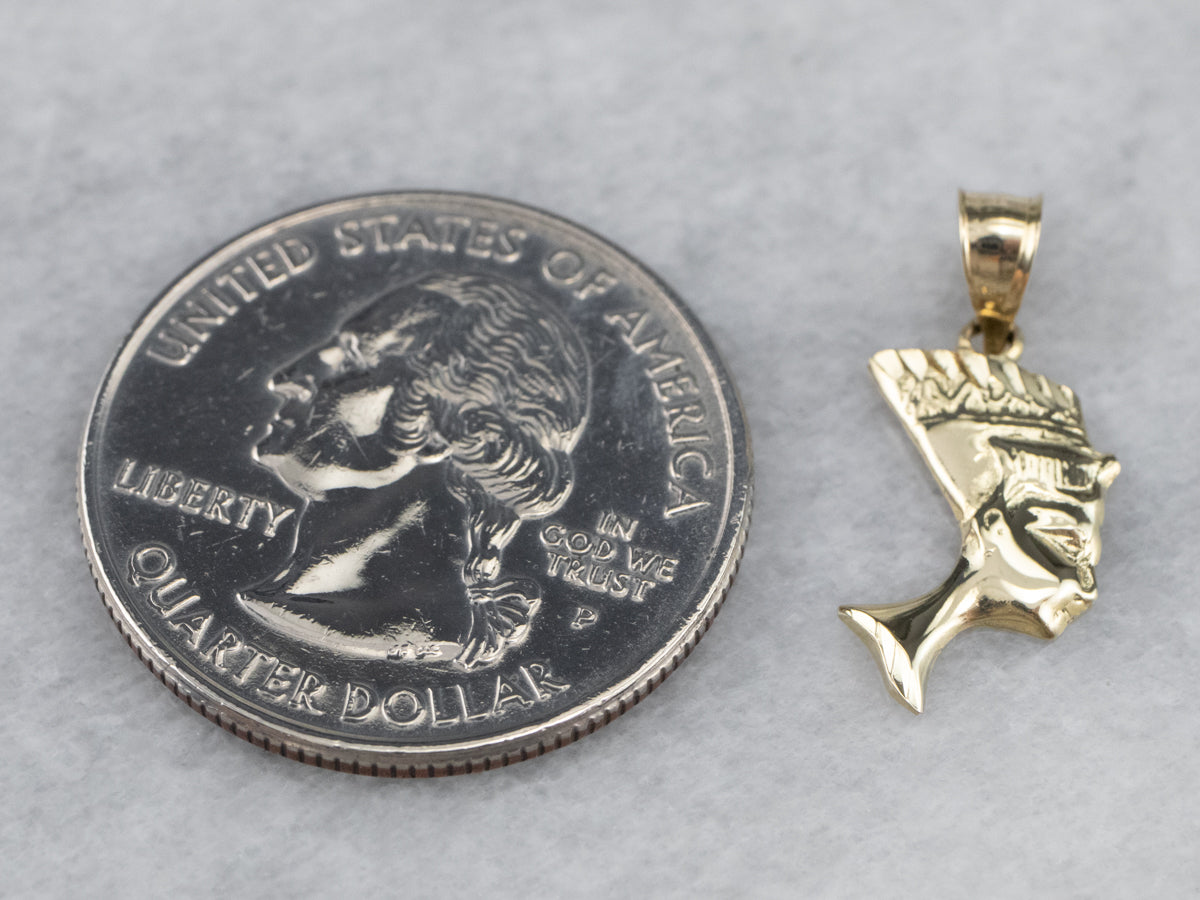 Yellow Gold Nefertiti Bust Charm Pendant