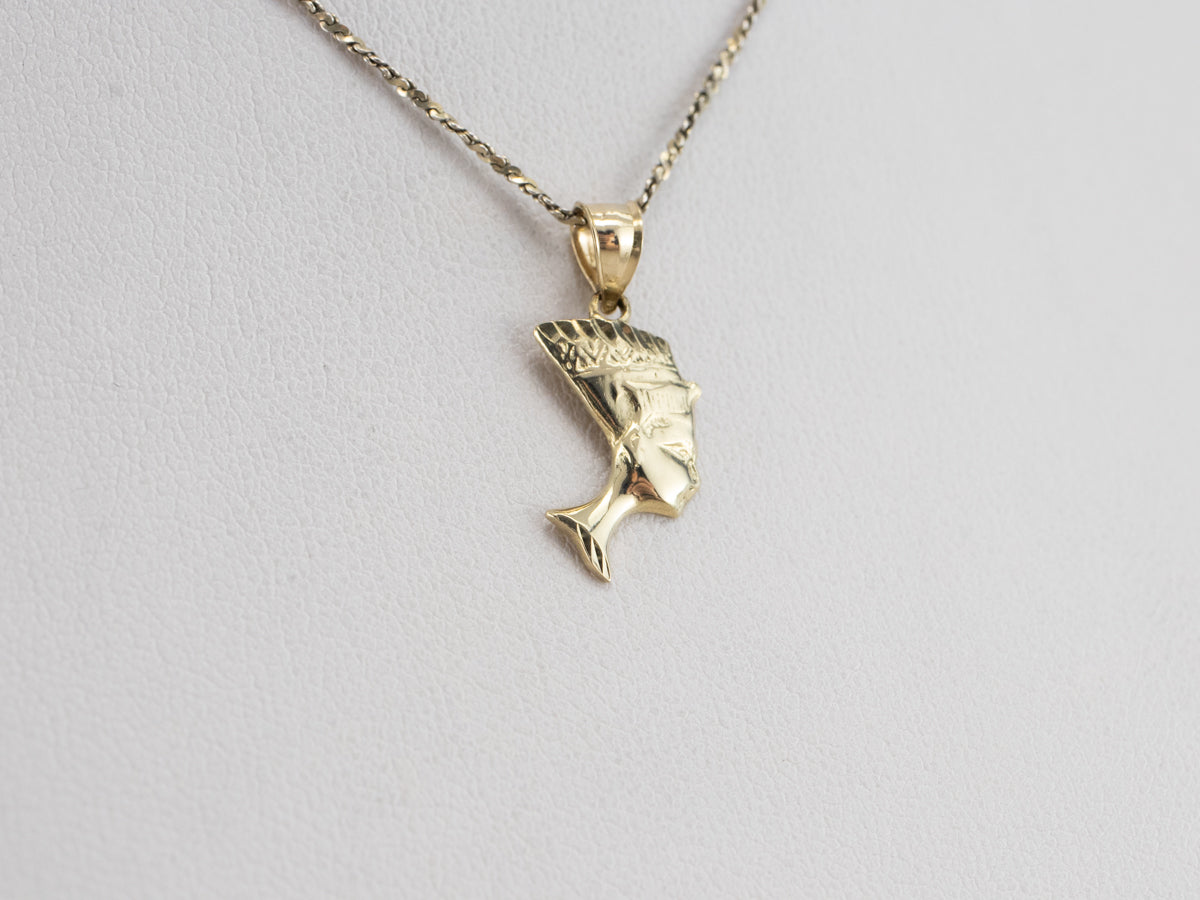 Yellow Gold Nefertiti Bust Charm Pendant