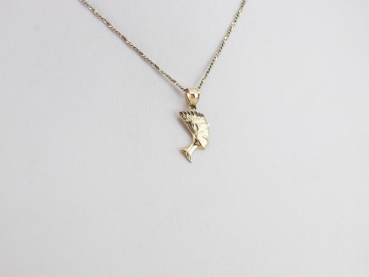 Yellow Gold Nefertiti Bust Charm Pendant