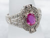 Modern Pink Sapphire and Diamond Halo Ring