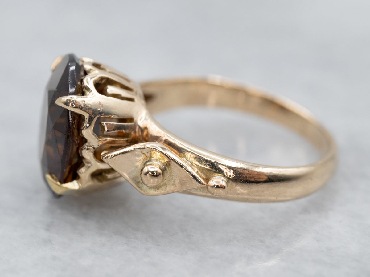 Vintage Dravite Tourmaline Solitaire Ring