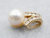Modern Pearl and Diamond Pendant