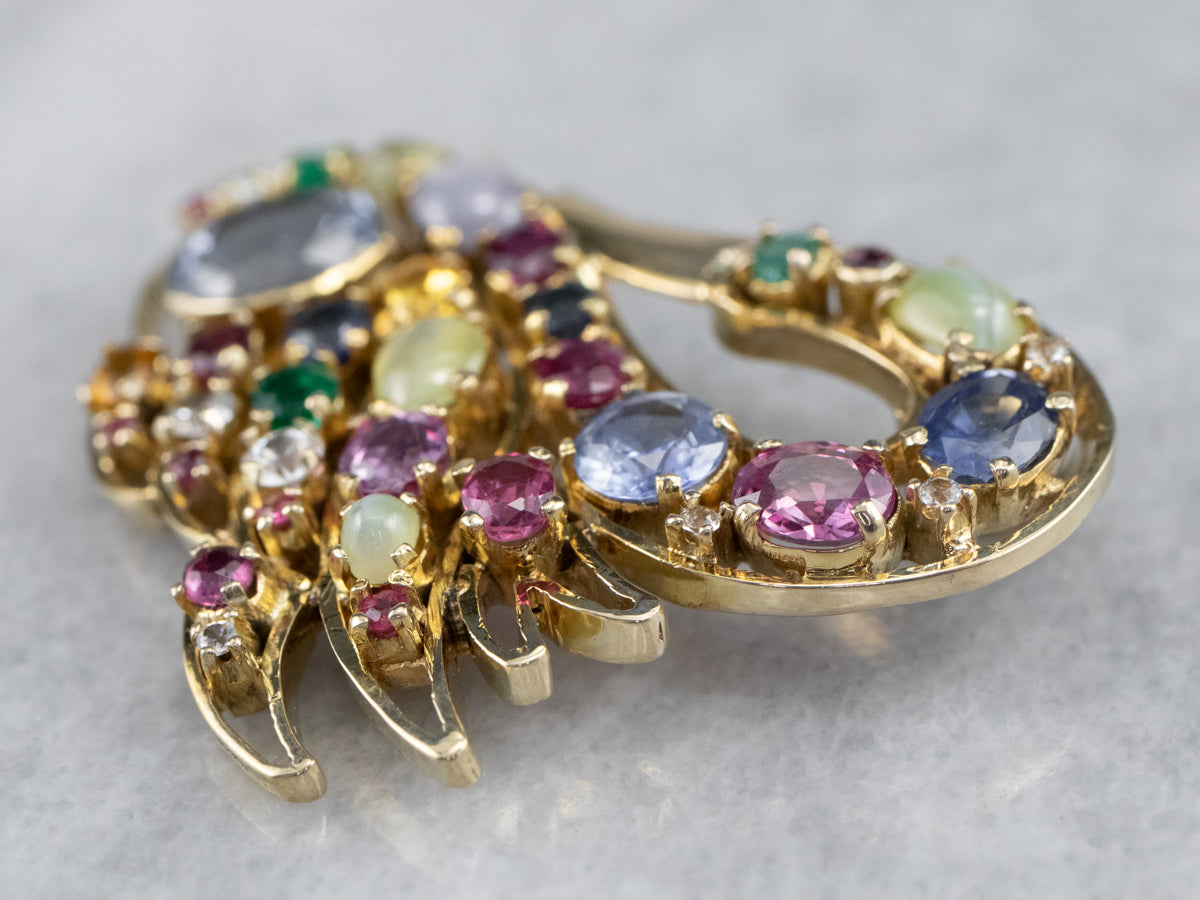 Gemstone Encrusted Gold Swan Pendant