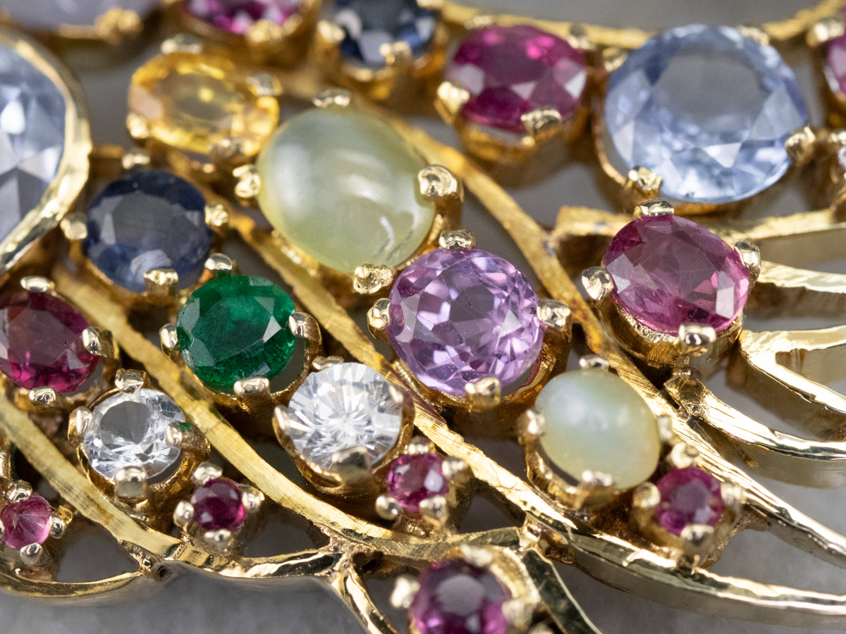 Gemstone Encrusted Gold Swan Pendant