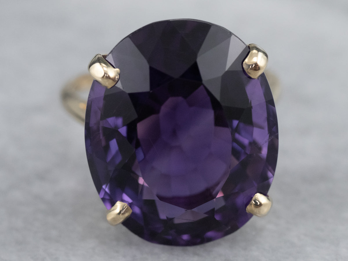 Gold Amethyst Statement Ring