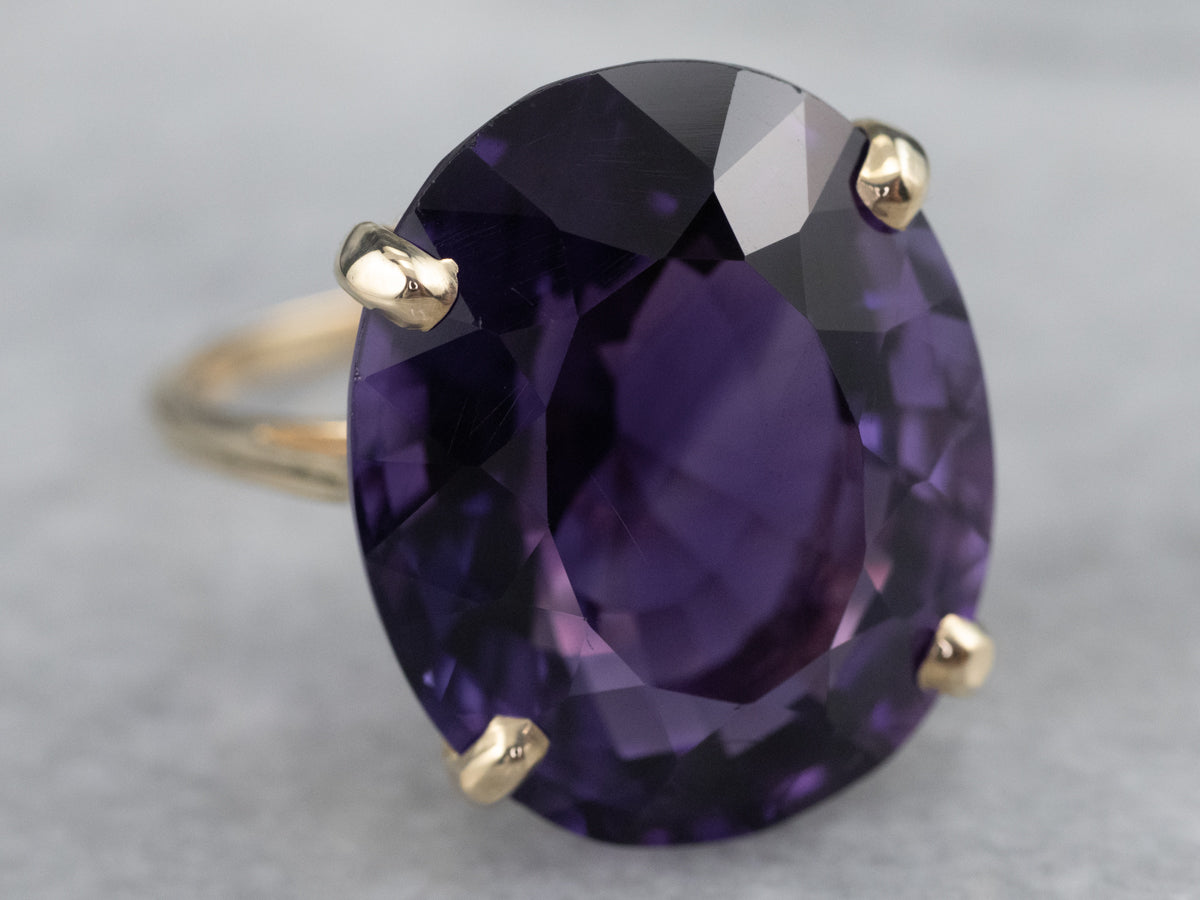 Gold Amethyst Statement Ring