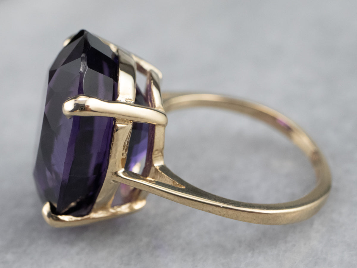 Gold Amethyst Statement Ring