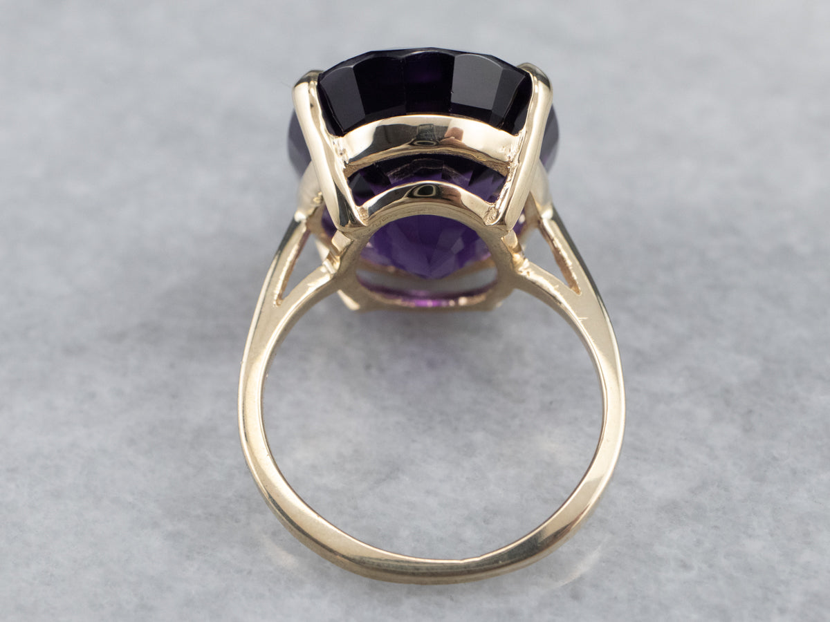 Gold Amethyst Statement Ring