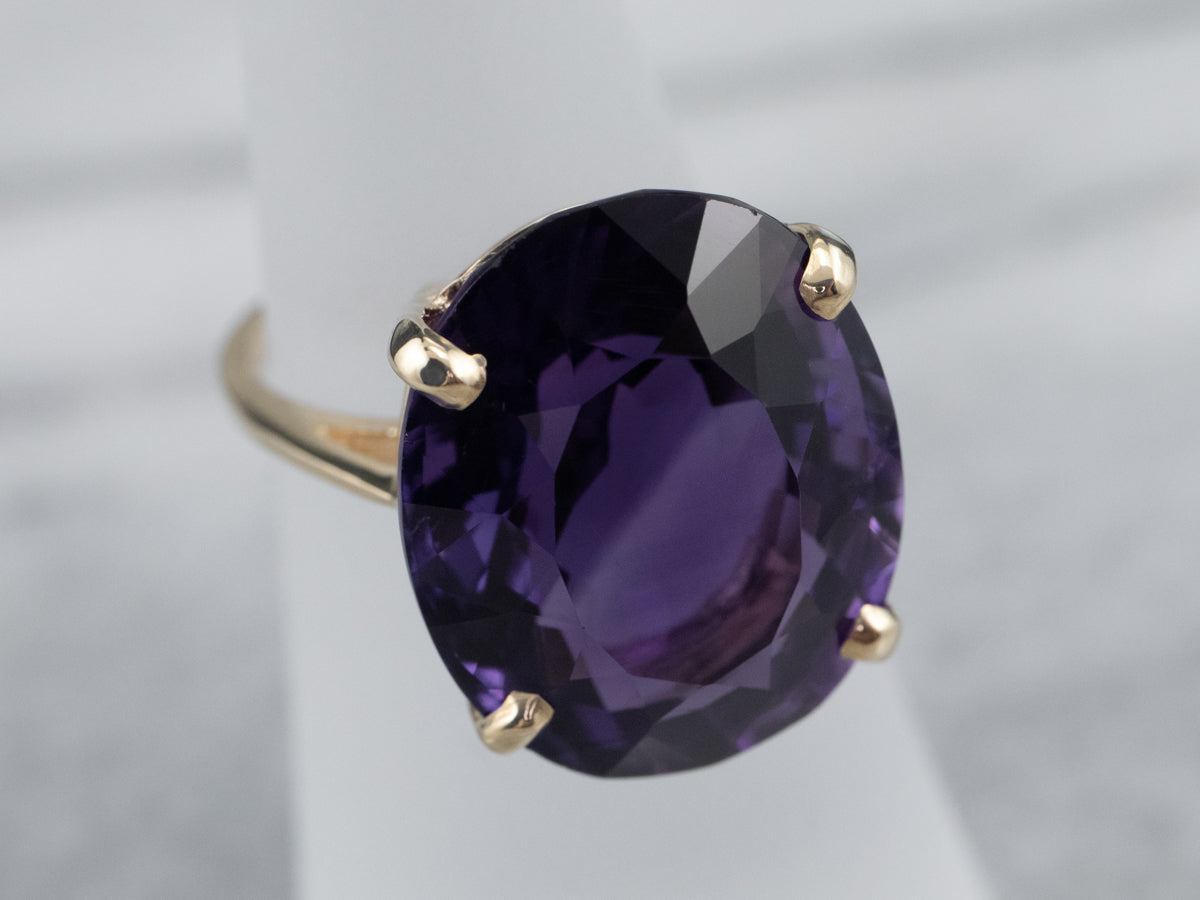 Gold Amethyst Statement Ring