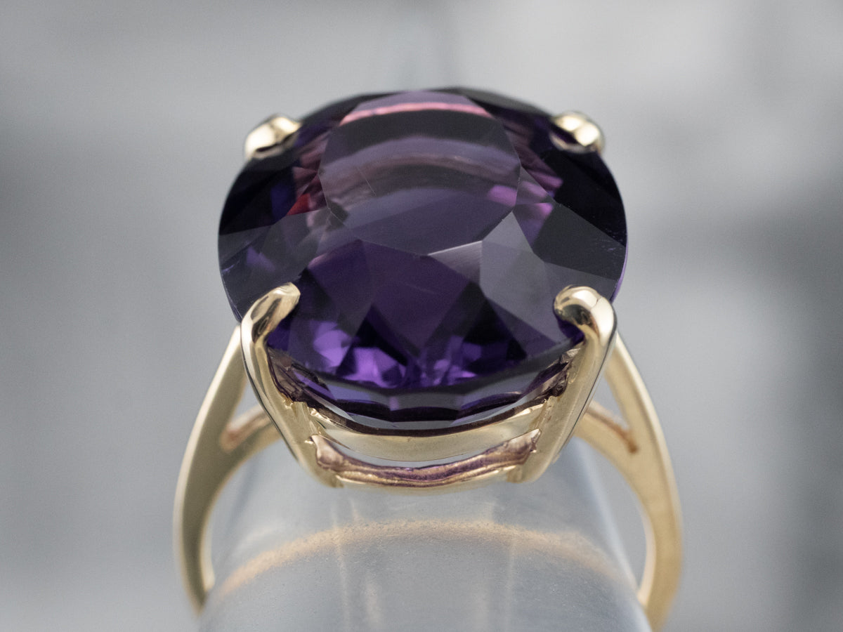 Gold Amethyst Statement Ring