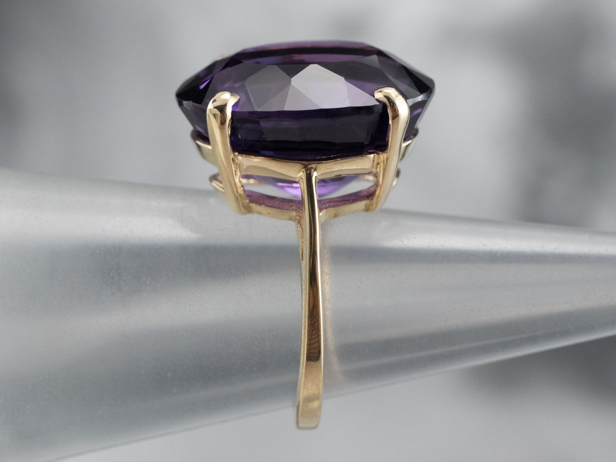 Gold Amethyst Statement Ring