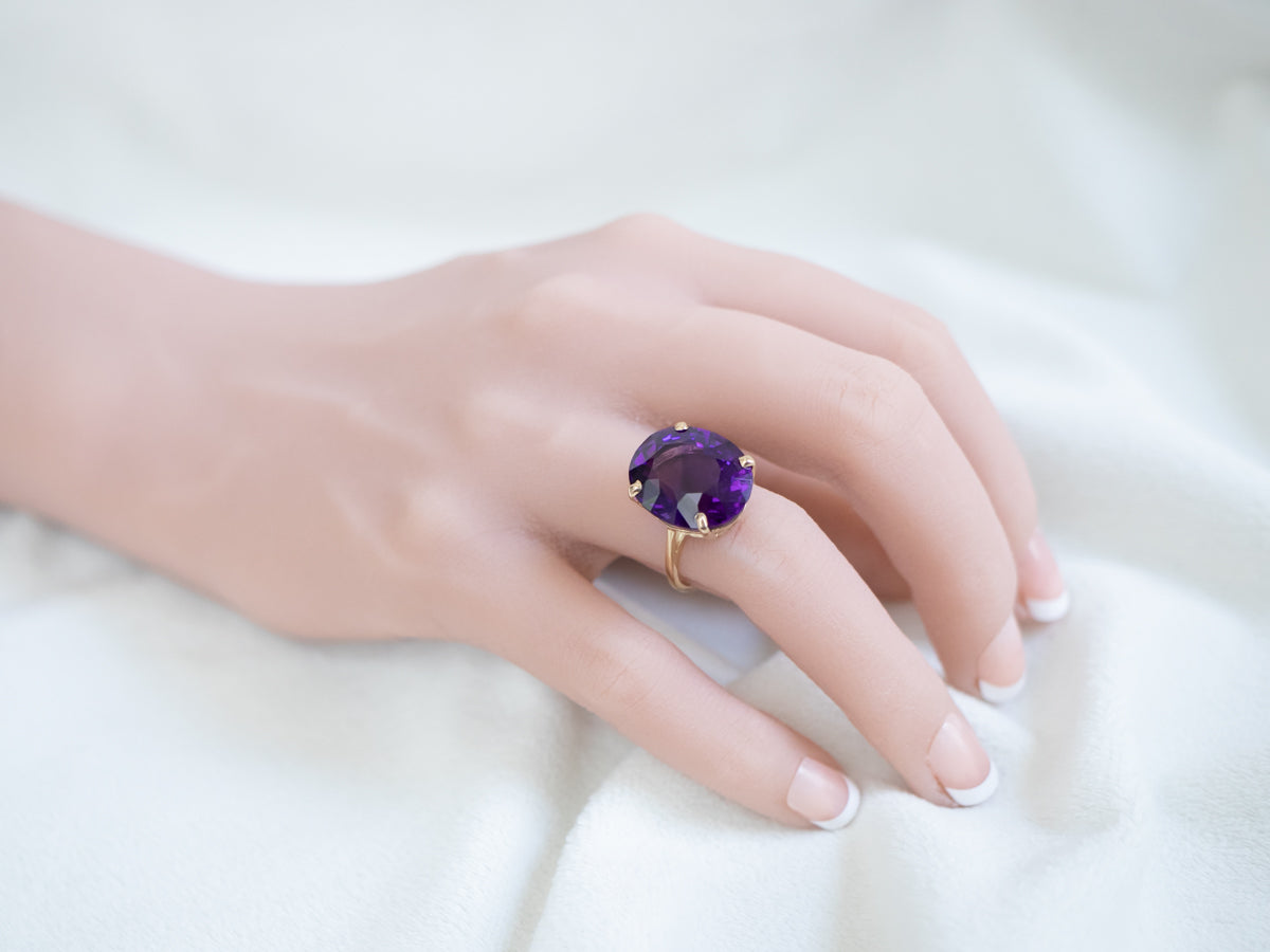 Gold Amethyst Statement Ring