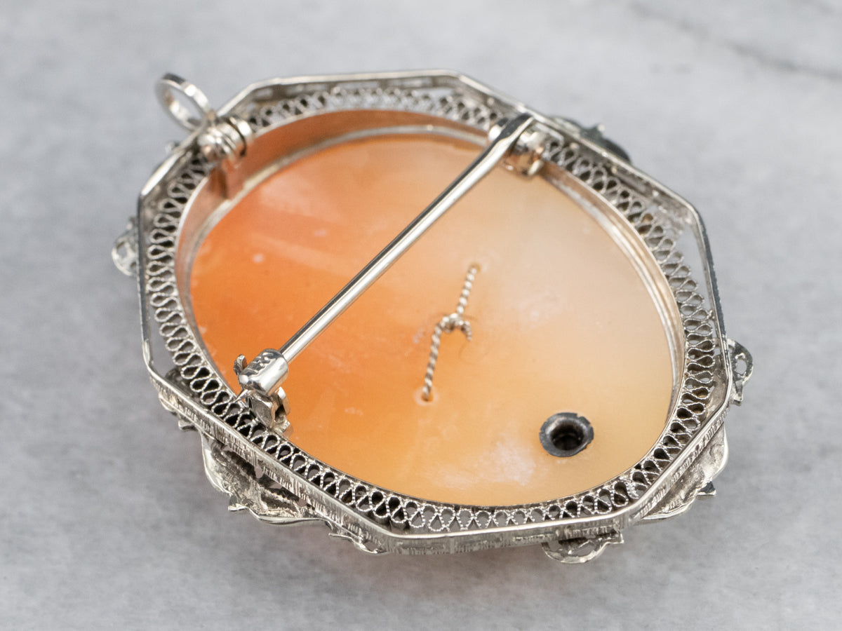 Art Deco Diamond Cameo Brooch or Pendant