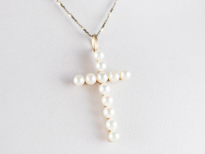 Pearl Gold Cross Pendant