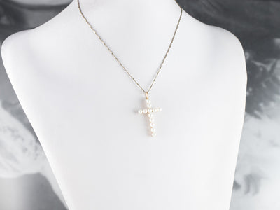 Pearl Gold Cross Pendant