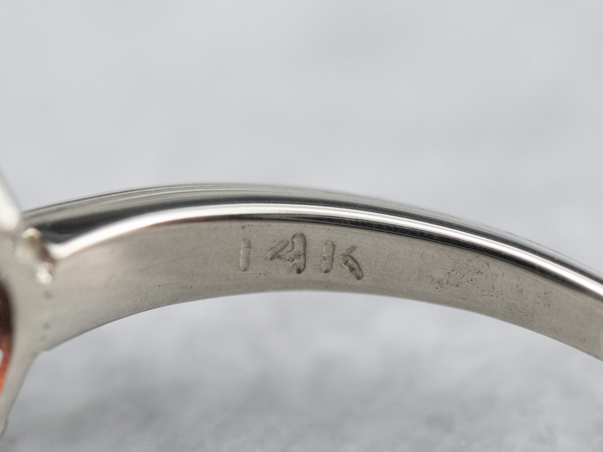 Anillo Solitario Granate Oro Blanco