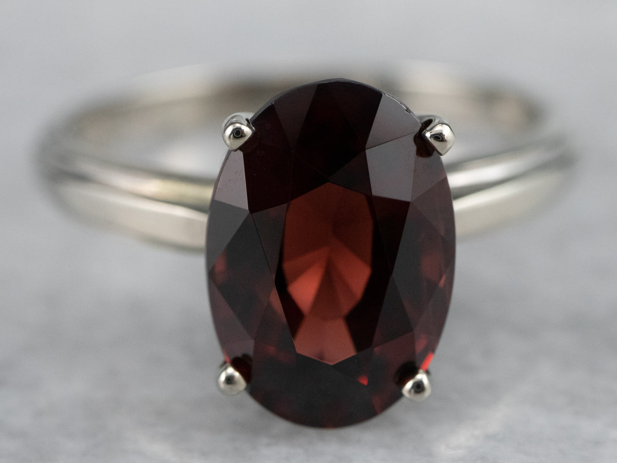 Rhodolite Garnet Solitaire Ring in White Gold