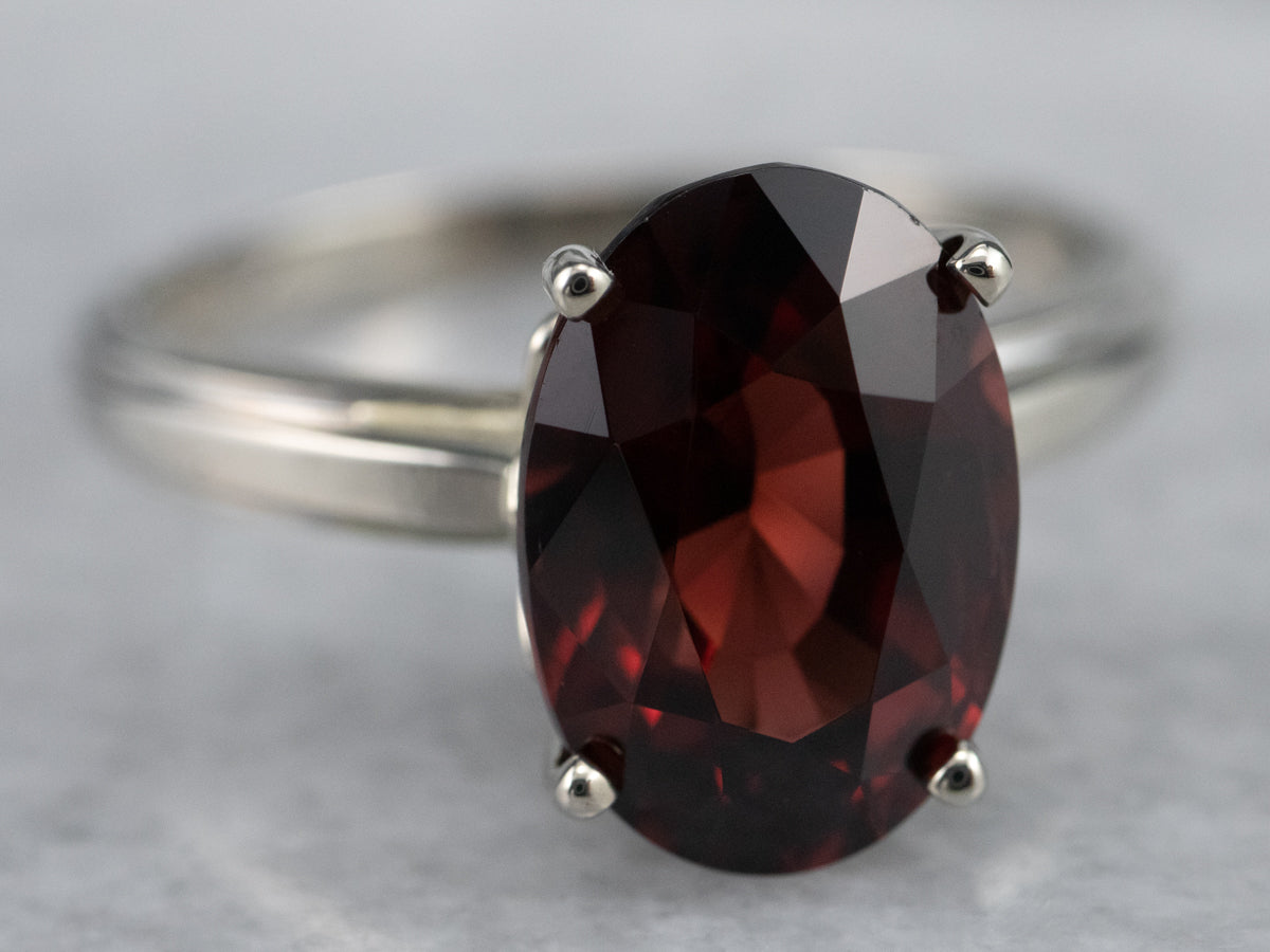 Rhodolite Garnet Solitaire Ring in White Gold