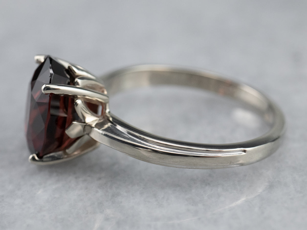 Rhodolite Garnet Solitaire Ring in White Gold