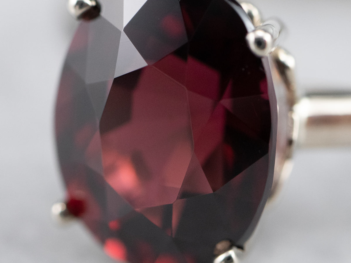 White Gold Pyrope Garnet Solitaire Ring
