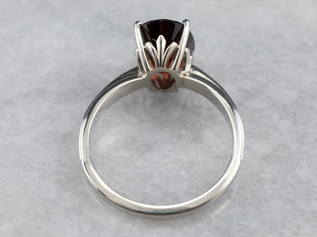 Rhodolite Garnet Solitaire Ring in White Gold