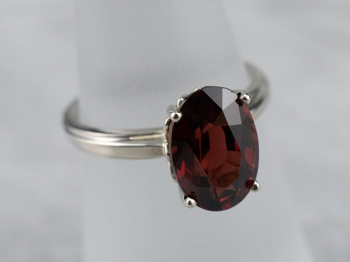 Rhodolite Garnet Solitaire Ring in White Gold