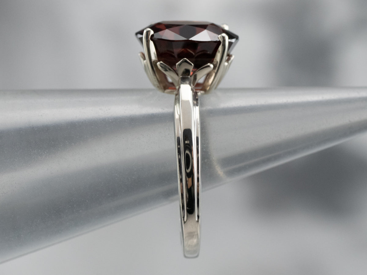 Rhodolite Garnet Solitaire Ring in White Gold