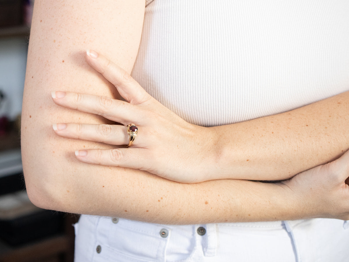 Vintage Rhodolite Garnet Ring in Yellow Gold