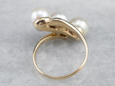 Vintage Triple Pearl Bypass Ring
