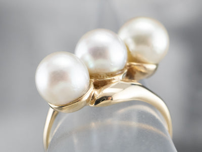 Vintage Triple Pearl Bypass Ring